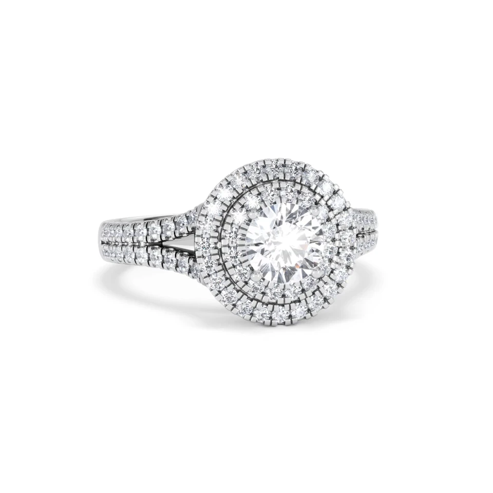 Camilla GIA Diamond Halo Engagement Ring in Platinum 1.65ct G/SI2