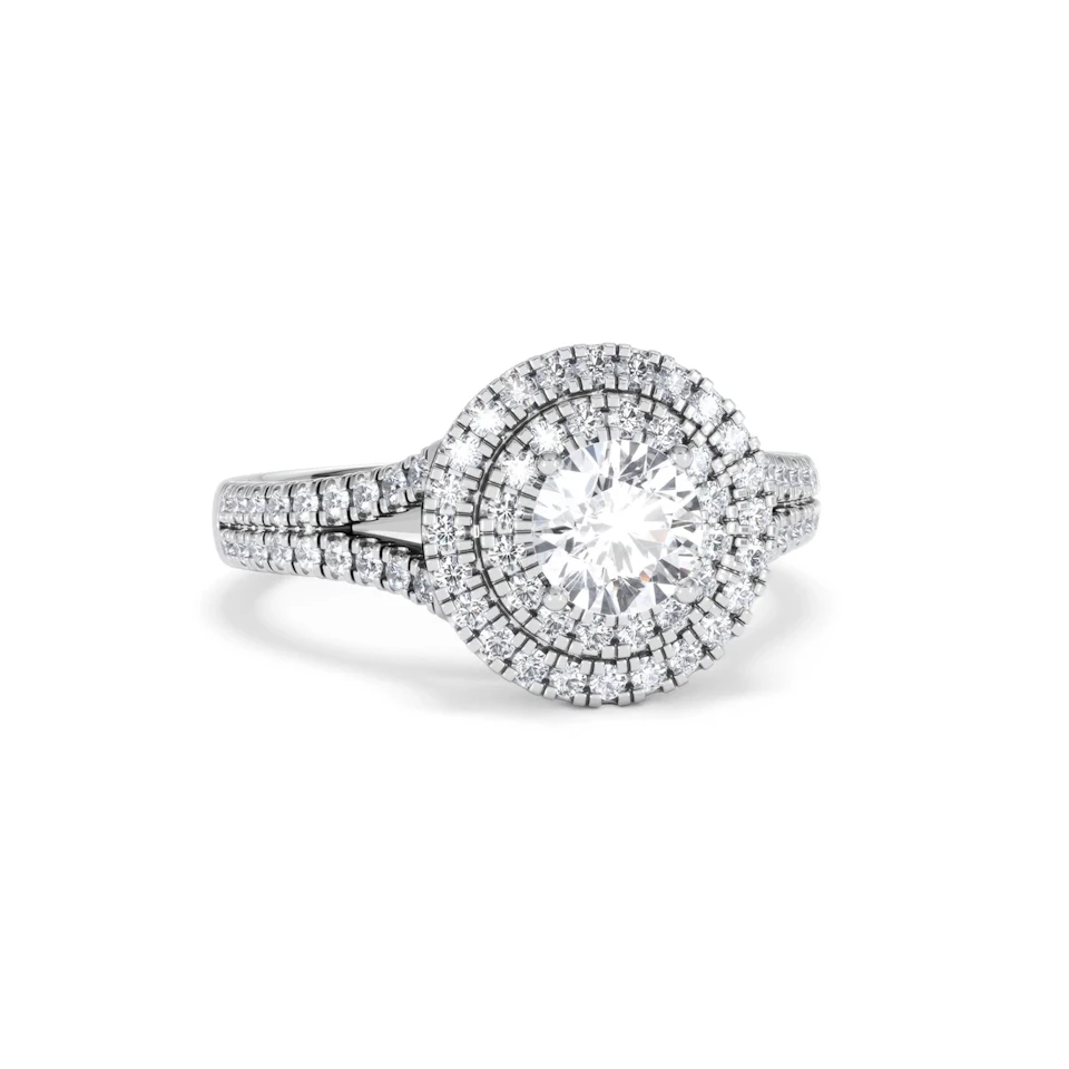 Camilla GIA Diamond Halo Engagement Ring in Platinum 1.65ct G/VS2