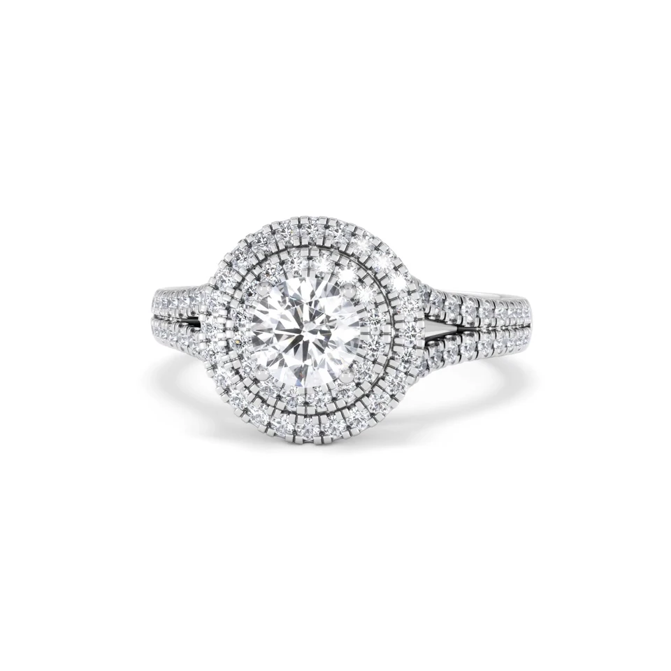 Camilla GIA Diamond Halo Engagement Ring in Platinum 1.65ct G/SI2