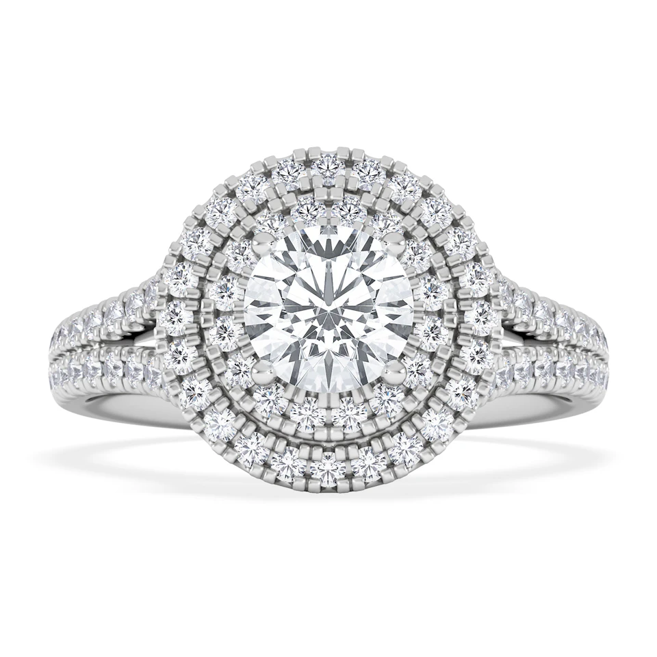 Camilla GIA Diamond Halo Engagement Ring in Platinum 1.65ct G/SI2