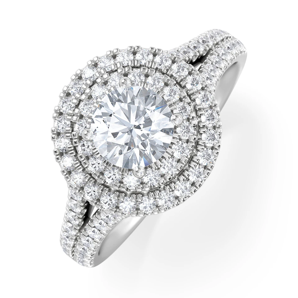 Camilla GIA Diamond Halo Engagement Ring in Platinum 1.65ct G/SI2