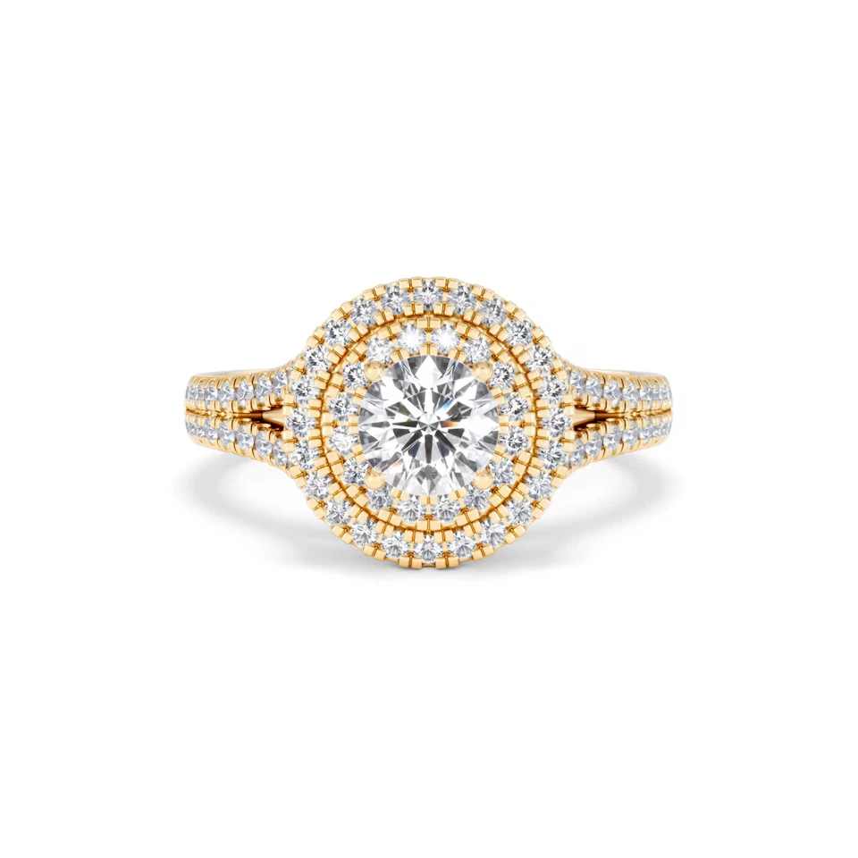 Camilla GIA Diamond Halo Engagement Ring in 18K Gold 1.65ct G/VS2