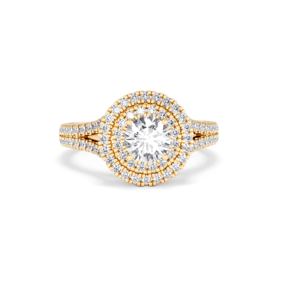 Camilla GIA Diamond Halo Engagement Ring in 18K Gold 1.65ct G/VS2