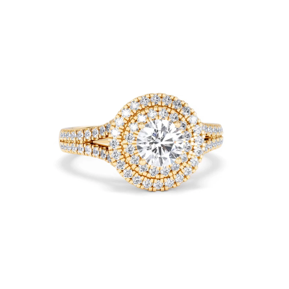 Camilla GIA Diamond Halo Engagement Ring in 18K Gold 1.65ct G/VS2