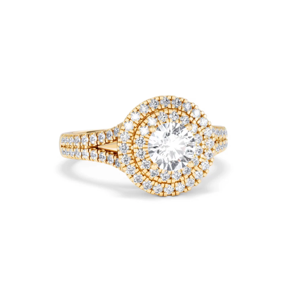 Camilla GIA Diamond Halo Engagement Ring in 18K Gold 1.65ct G/VS2