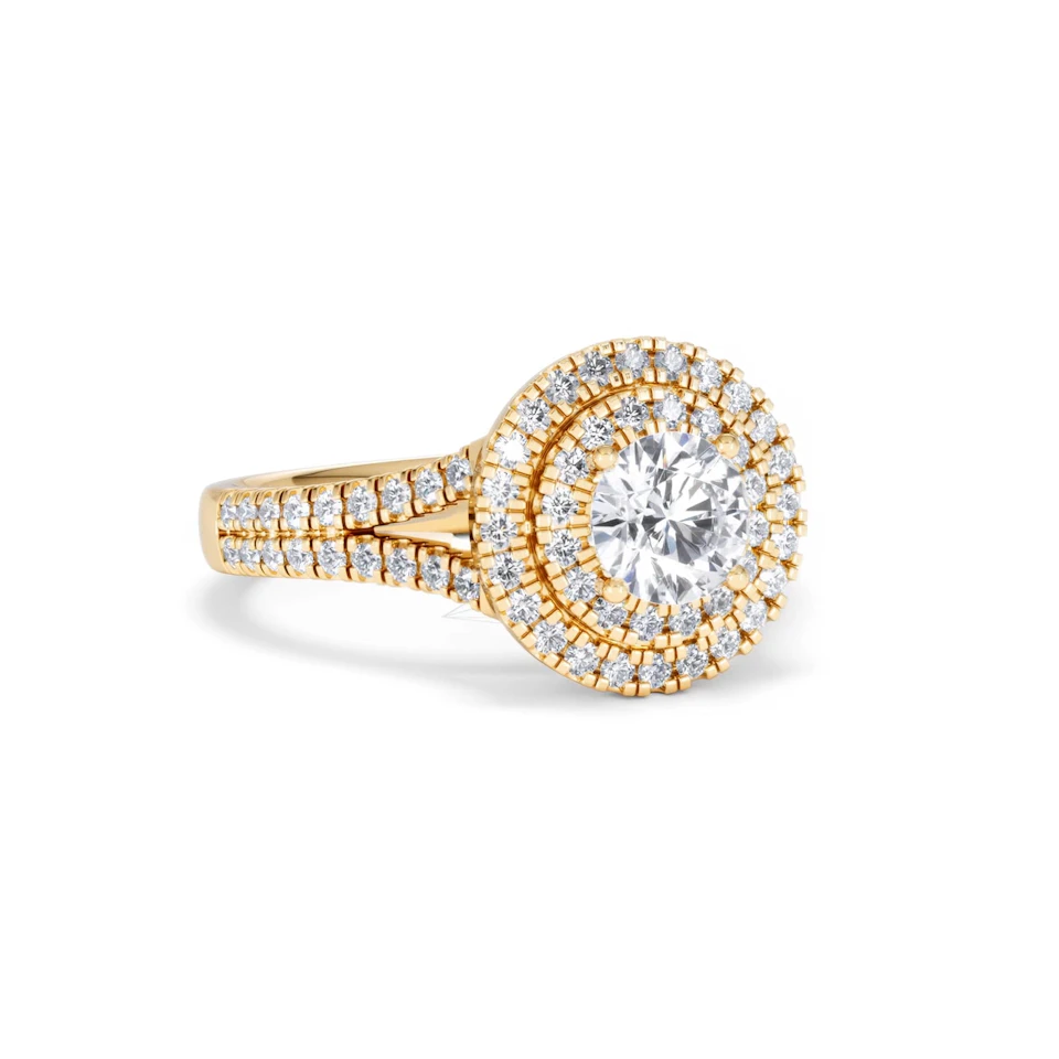Camilla GIA Diamond Halo Engagement Ring in 18K Gold 1.65ct G/VS2
