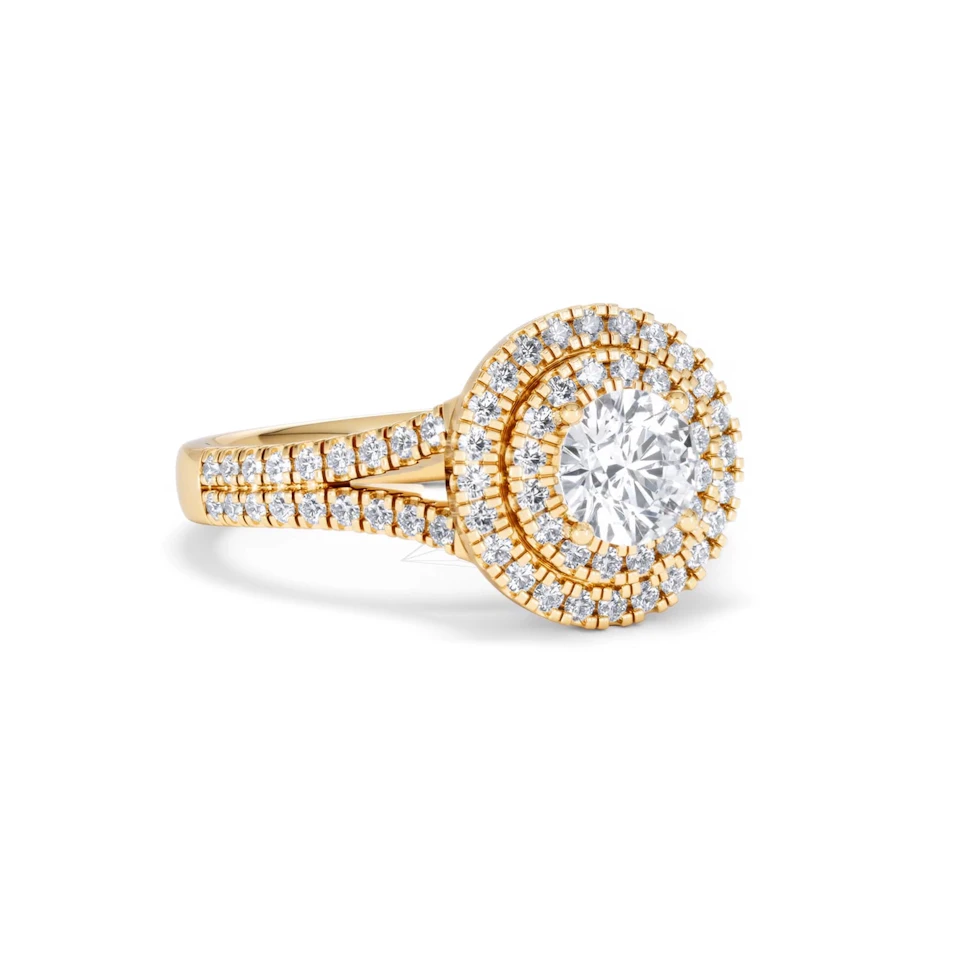 Camilla GIA Diamond Halo Engagement Ring in 18K Gold 1.65ct G/VS2