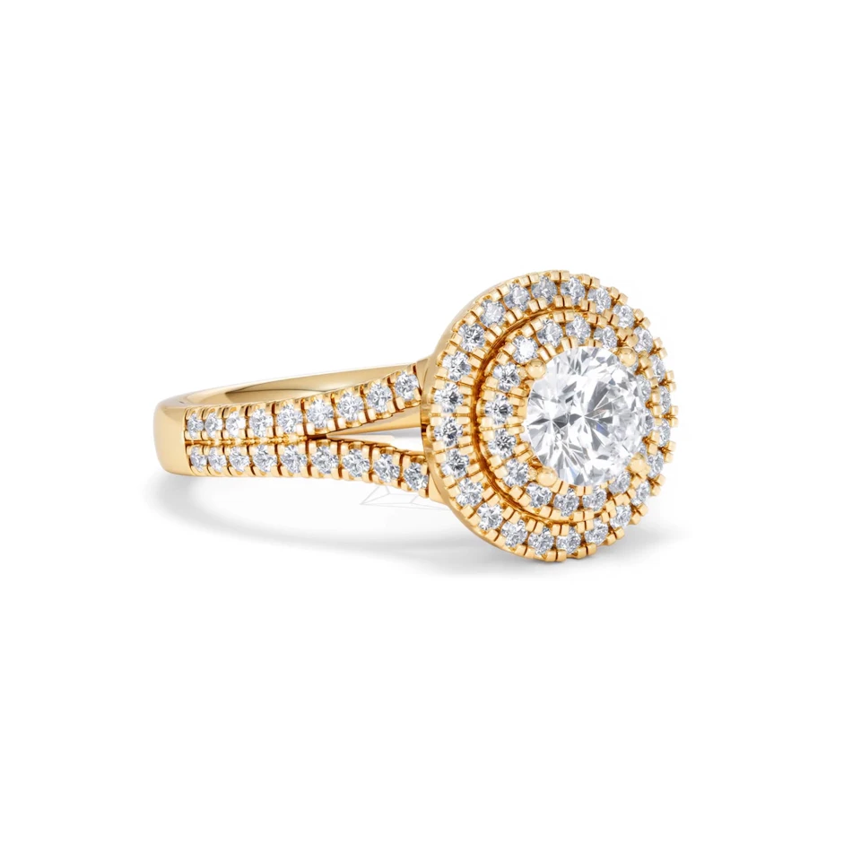 Camilla GIA Diamond Halo Engagement Ring in 18K Gold 1.65ct G/VS2
