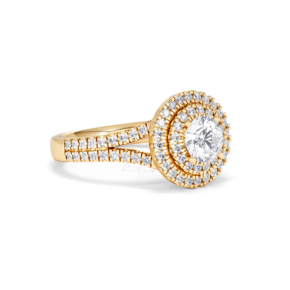 Camilla GIA Diamond Halo Engagement Ring in 18K Gold 1.65ct G/VS2