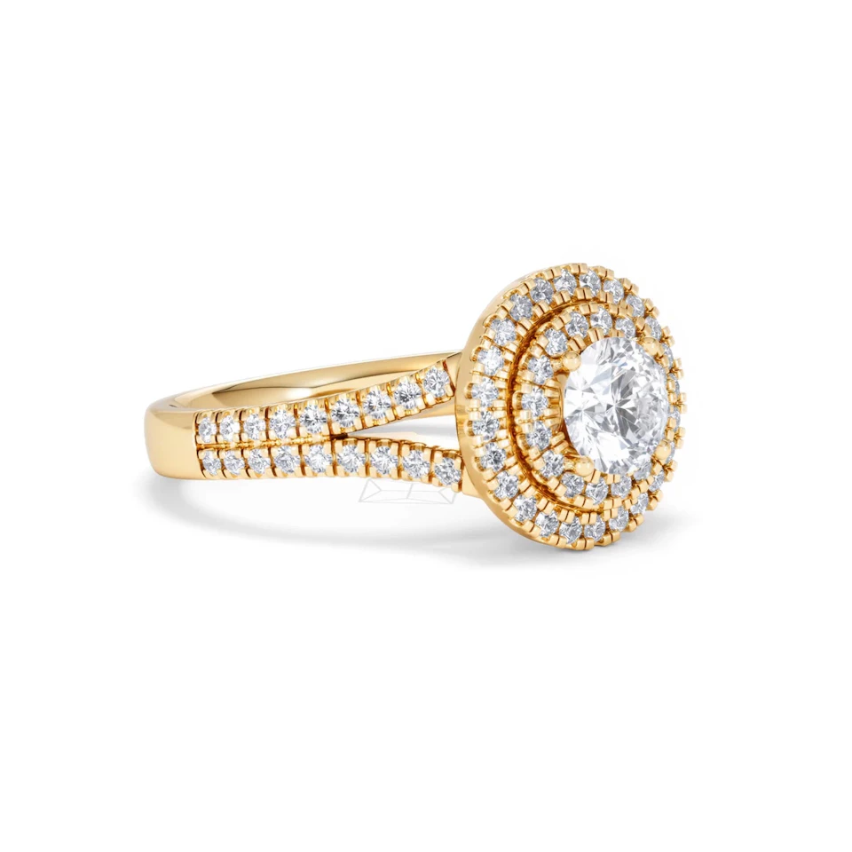Camilla GIA Diamond Halo Engagement Ring in 18K Gold 1.65ct G/VS2