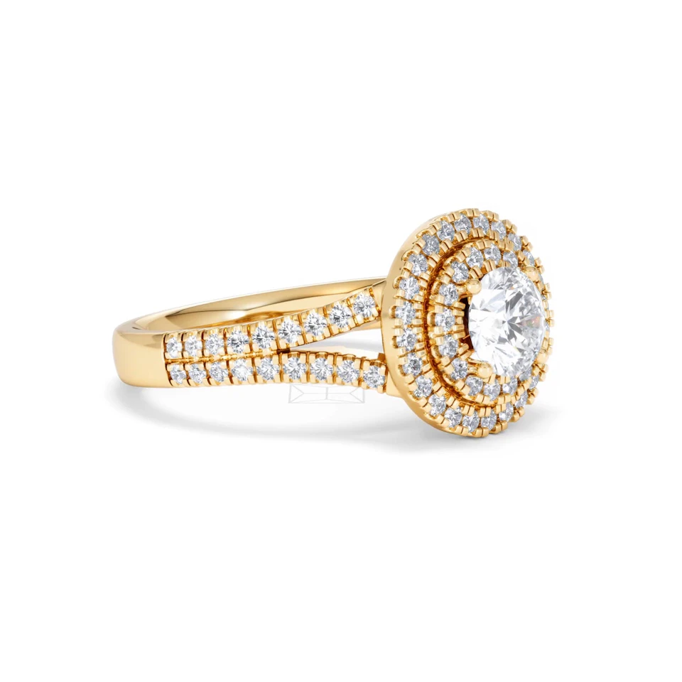 Camilla GIA Diamond Halo Engagement Ring in 18K Gold 1.65ct G/VS2