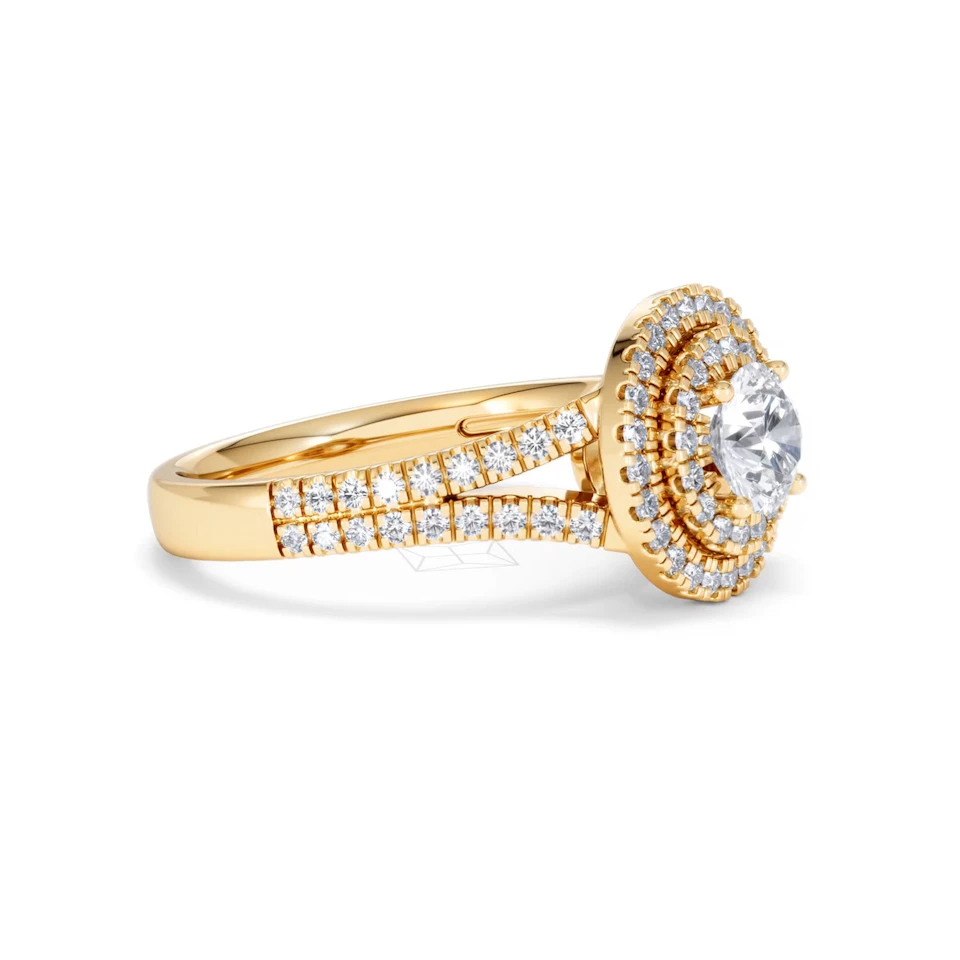 Camilla GIA Diamond Halo Engagement Ring in 18K Gold 1.65ct G/VS2