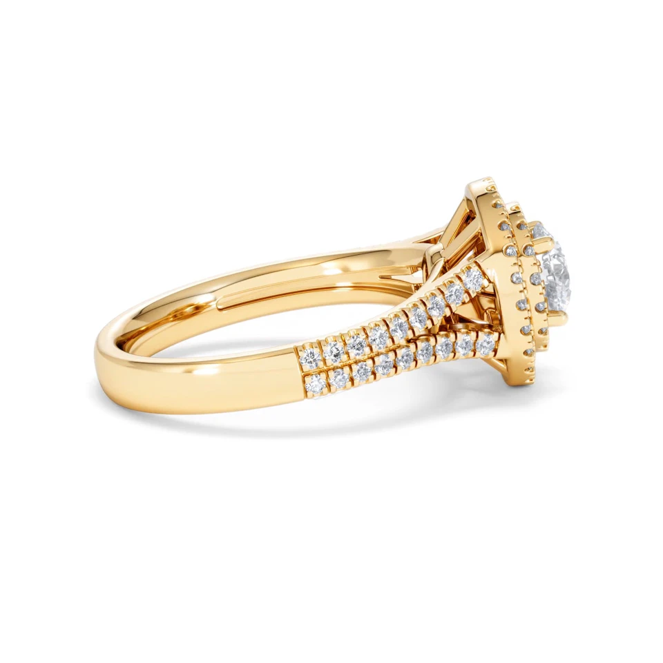 Camilla GIA Diamond Halo Engagement Ring in 18K Gold 1.65ct G/VS2