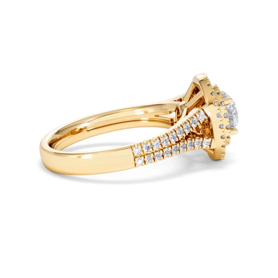 Camilla GIA Diamond Halo Engagement Ring in 18K Gold 1.65ct G/VS2