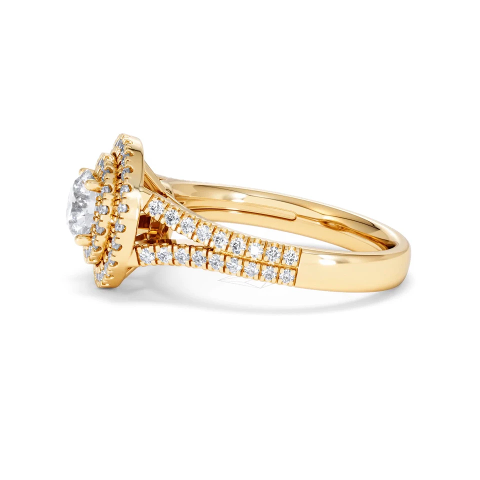 Camilla GIA Diamond Halo Engagement Ring in 18K Gold 1.65ct G/VS2