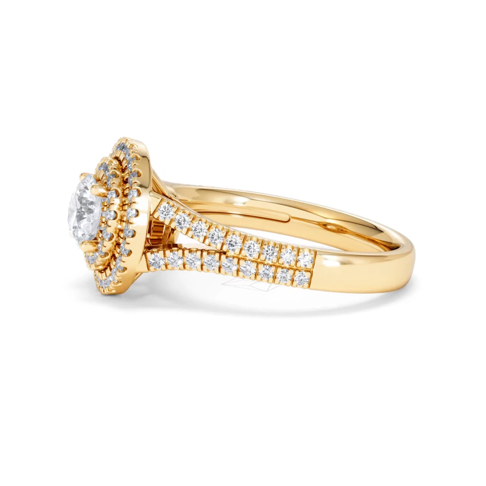 Camilla GIA Diamond Halo Engagement Ring in 18K Gold 1.65ct G/VS2