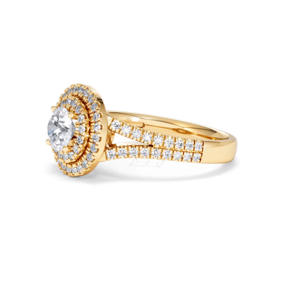 Camilla GIA Diamond Halo Engagement Ring in 18K Gold 1.65ct G/VS2