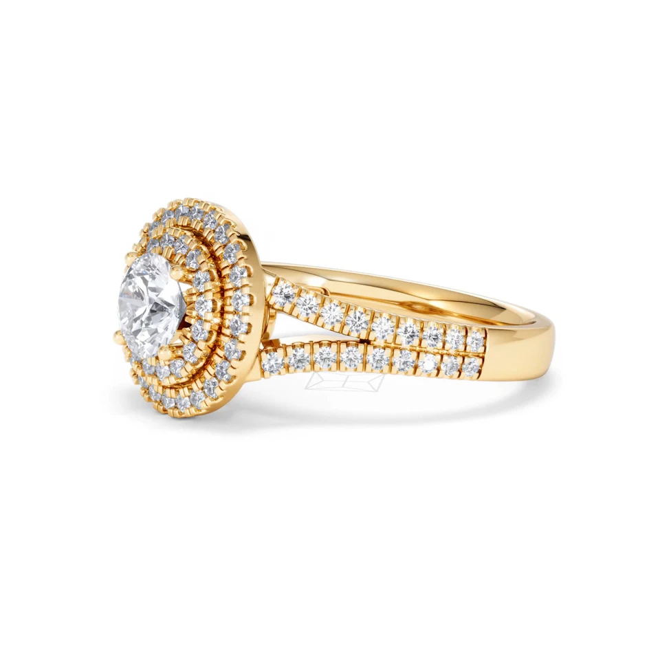 Camilla GIA Diamond Halo Engagement Ring in 18K Gold 1.65ct G/VS2