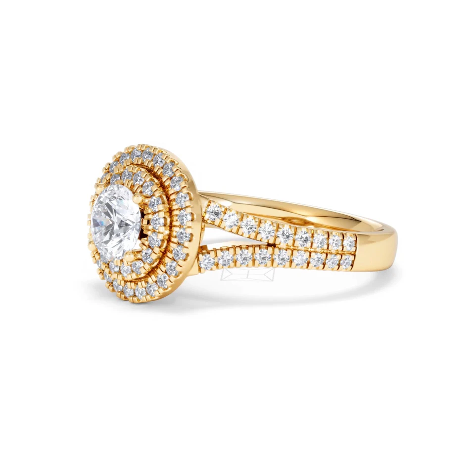 Camilla GIA Diamond Halo Engagement Ring in 18K Gold 1.65ct G/VS2