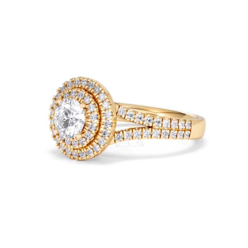 Camilla GIA Diamond Halo Engagement Ring in 18K Gold 1.65ct G/VS2
