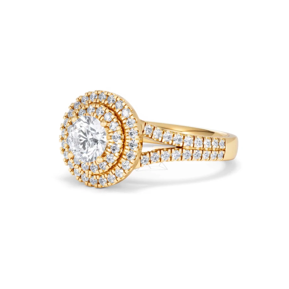 Camilla GIA Diamond Halo Engagement Ring in 18K Gold 1.65ct G/VS2