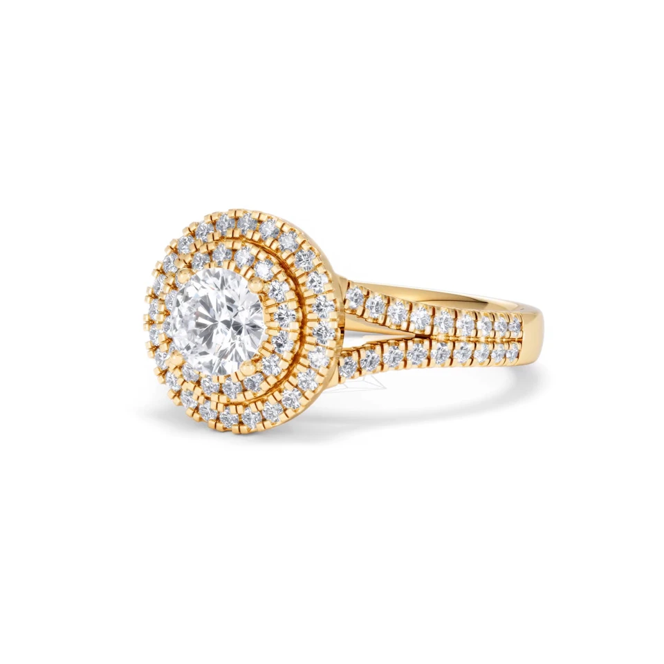 Camilla GIA Diamond Halo Engagement Ring in 18K Gold 1.65ct G/VS2