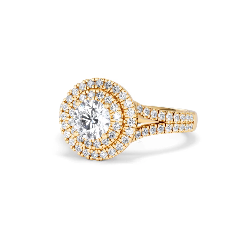 Camilla GIA Diamond Halo Engagement Ring in 18K Gold 1.65ct G/VS2