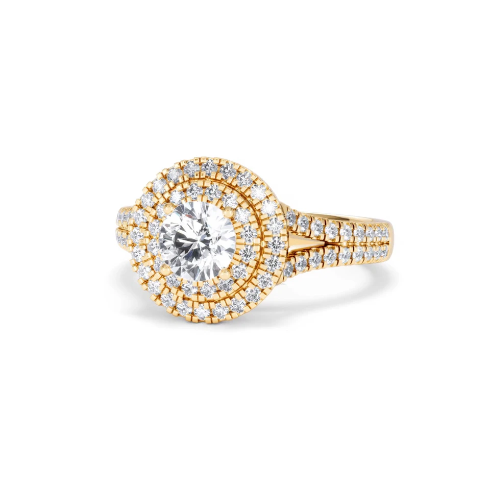 Camilla GIA Diamond Halo Engagement Ring in 18K Gold 1.65ct G/VS2