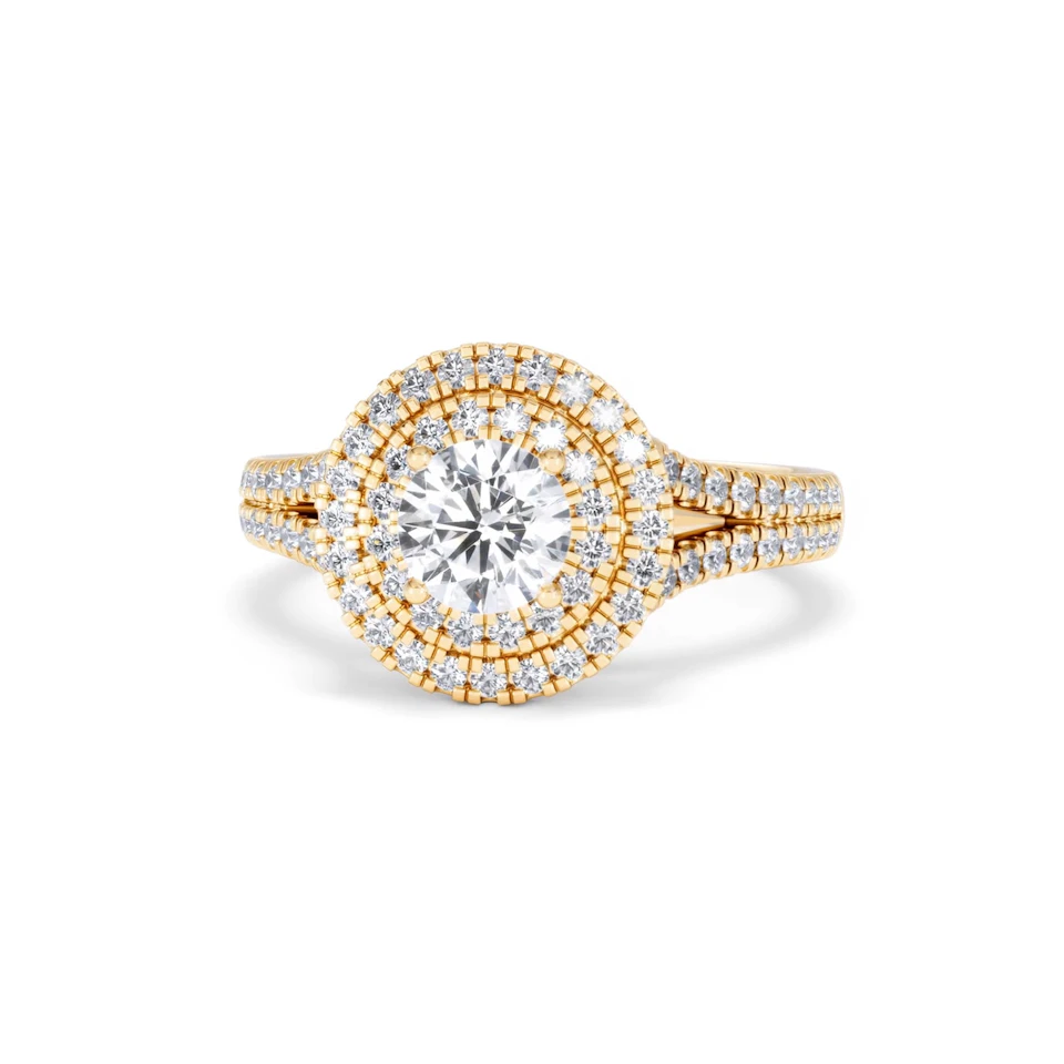 Camilla GIA Diamond Halo Engagement Ring in 18K Gold 1.65ct G/VS2