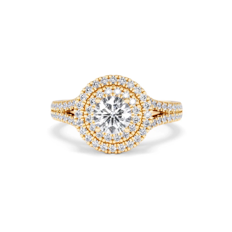 Camilla GIA Diamond Halo Engagement Ring in 18K Gold 1.65ct G/VS2