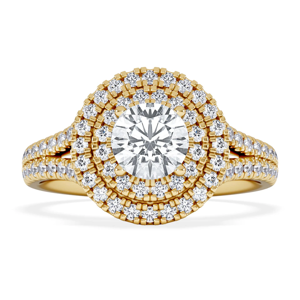 Camilla GIA Diamond Halo Engagement Ring in 18K Gold 1.65ct G/VS2