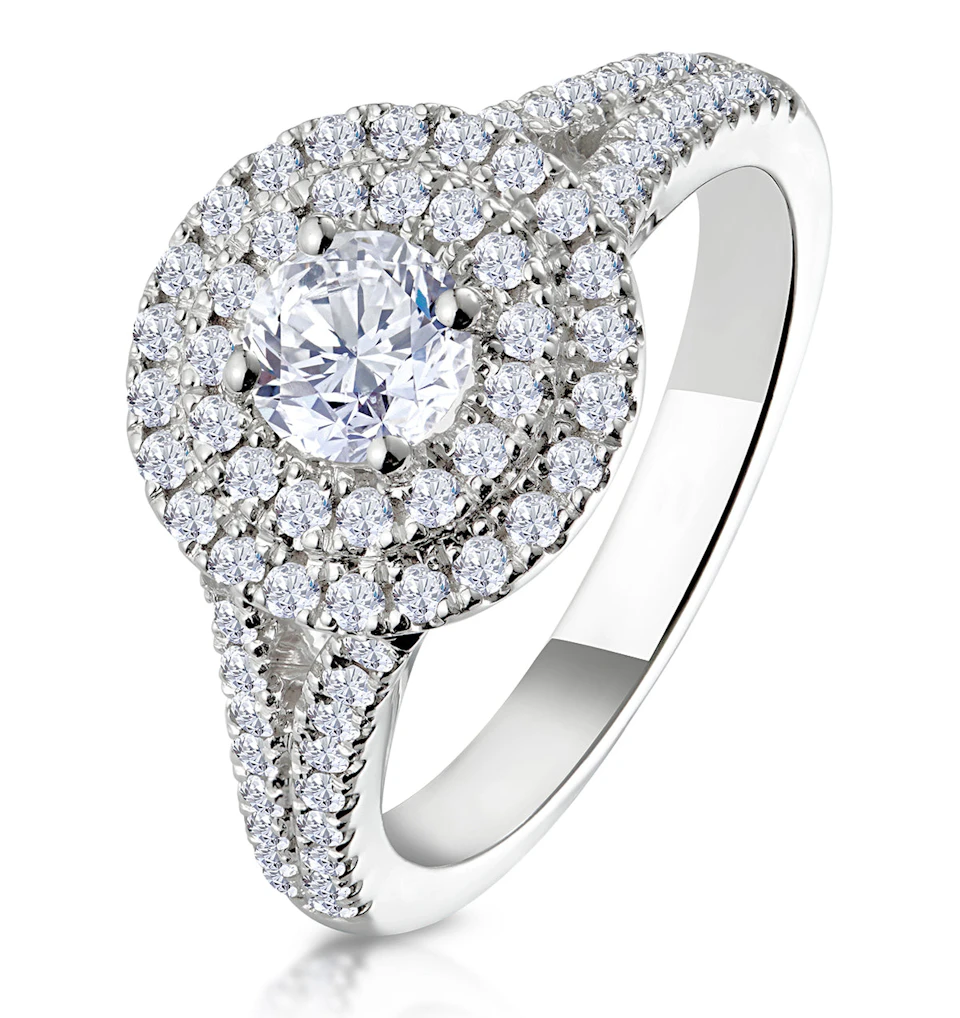 Camilla Diamond Halo Engagement Ring in Platinum 1.15ct G/VS1