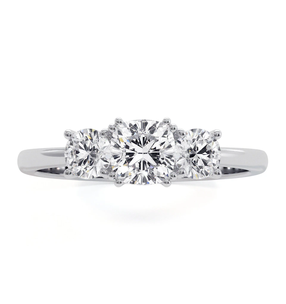 3 Stone Meghan Diamond Engagement Ring 1CT G/Vs2 in Platinum