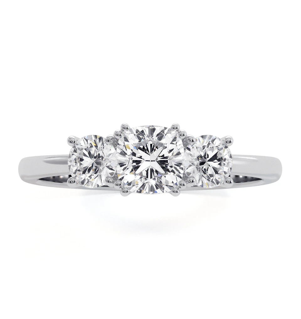 3 Stone Meghan Diamond Engagement Ring 1CT G/SI1 in 18K White Gold