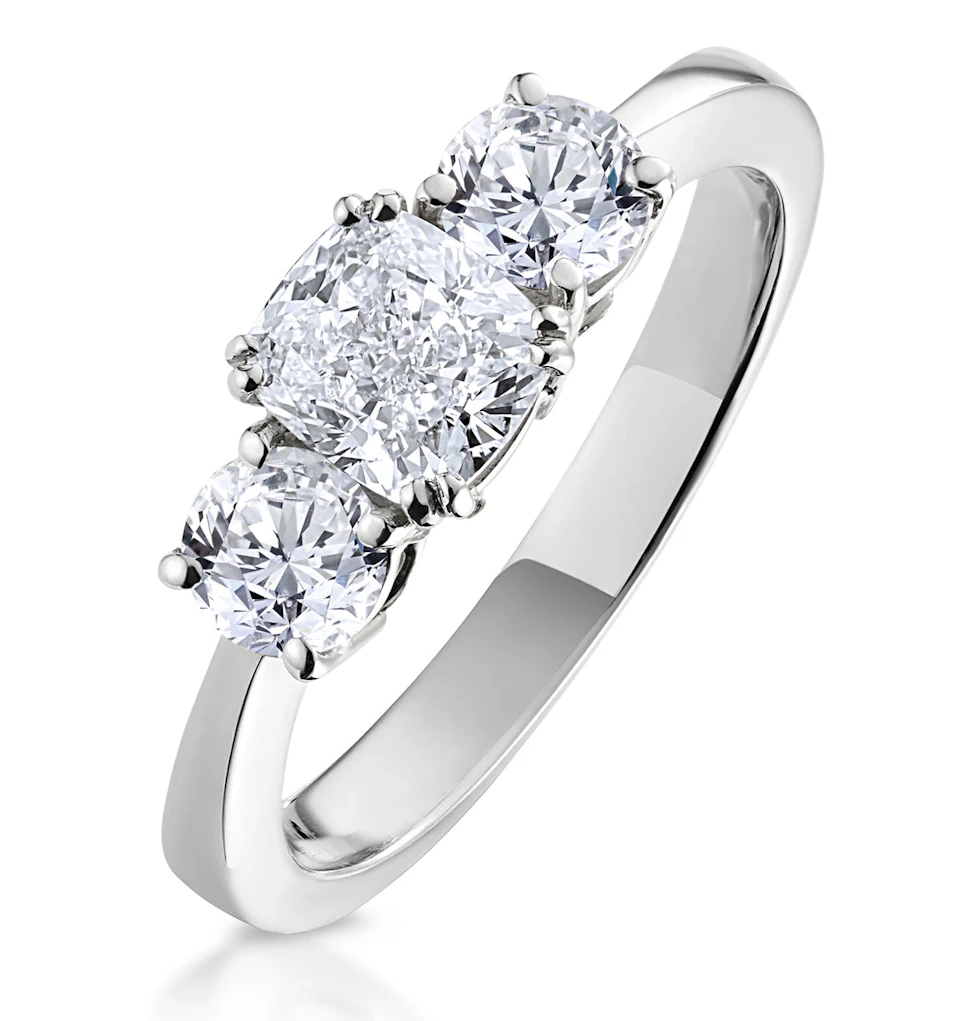 3 Stone Meghan Diamond Engagement Ring 1.7CT G/Vs2 in Platinum