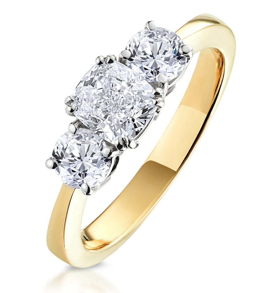 3 Stone Meghan Lab Diamond Engagement Ring 1.7CT F/VS1 in 18K Gold