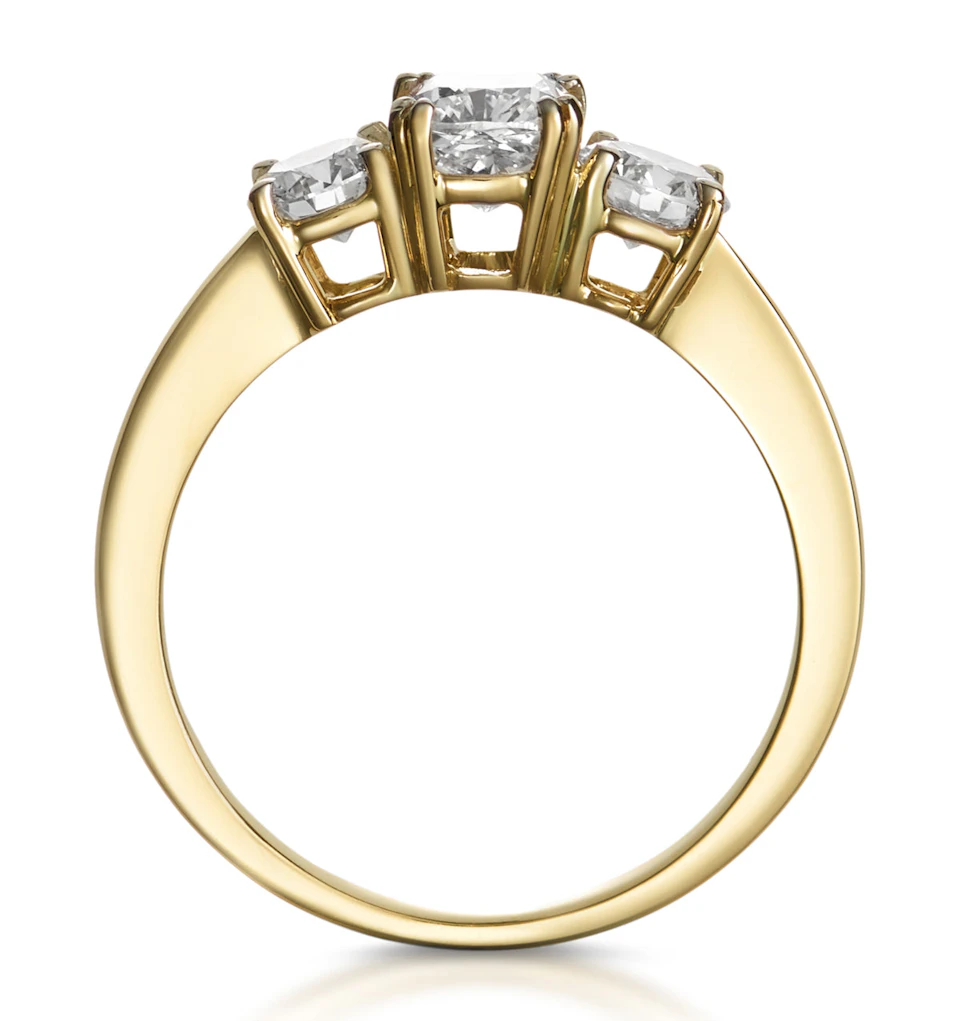 3 Stone Meghan Lab Diamond Engagement Ring 1.7CT F/VS1 in 18K Gold