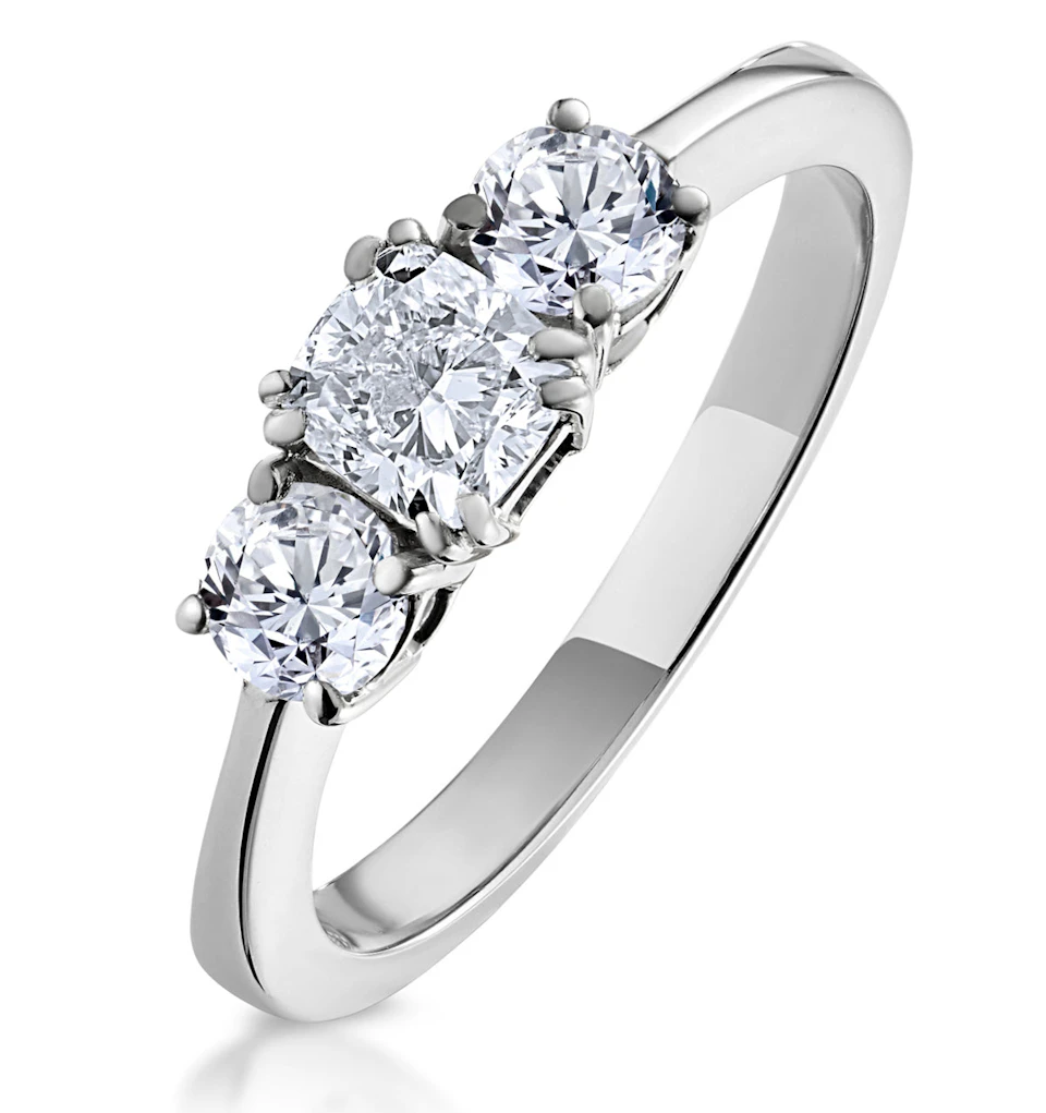 3 Stone Meghan Diamond Engagement Ring 1CT G/Vs2 in Platinum