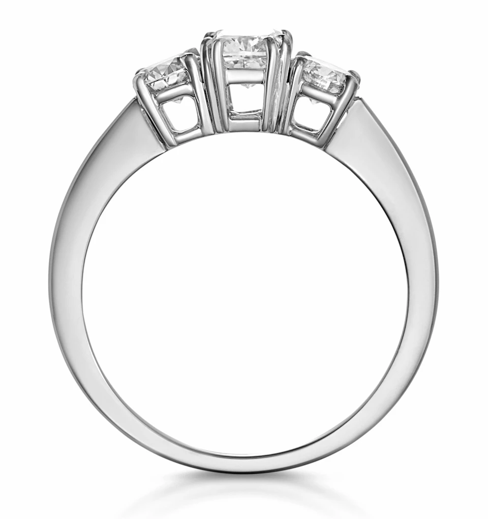 3 Stone Meghan Lab Diamond Engagement Ring 1CT F/VS1 in 18K White Gold
