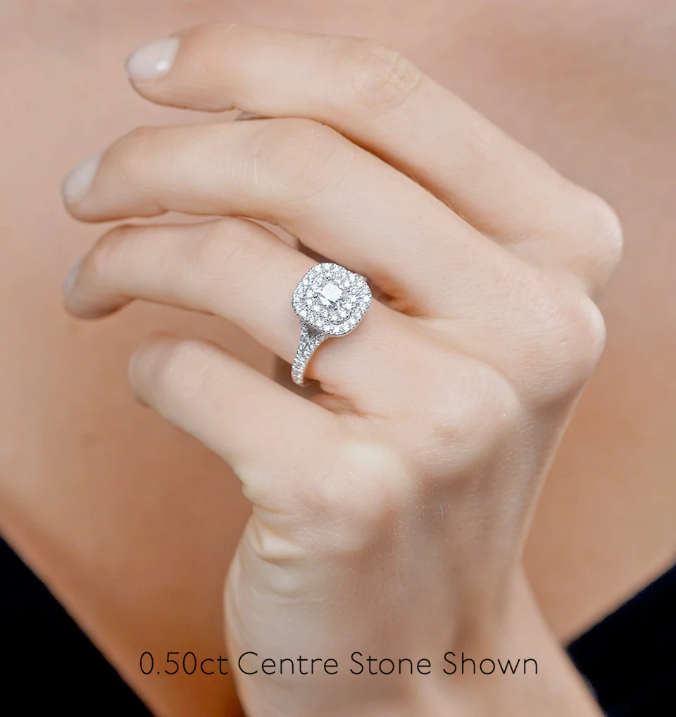 Anastasia GIA Diamond Halo Engagement Ring 18K White Gold 1.45ct G/SI1