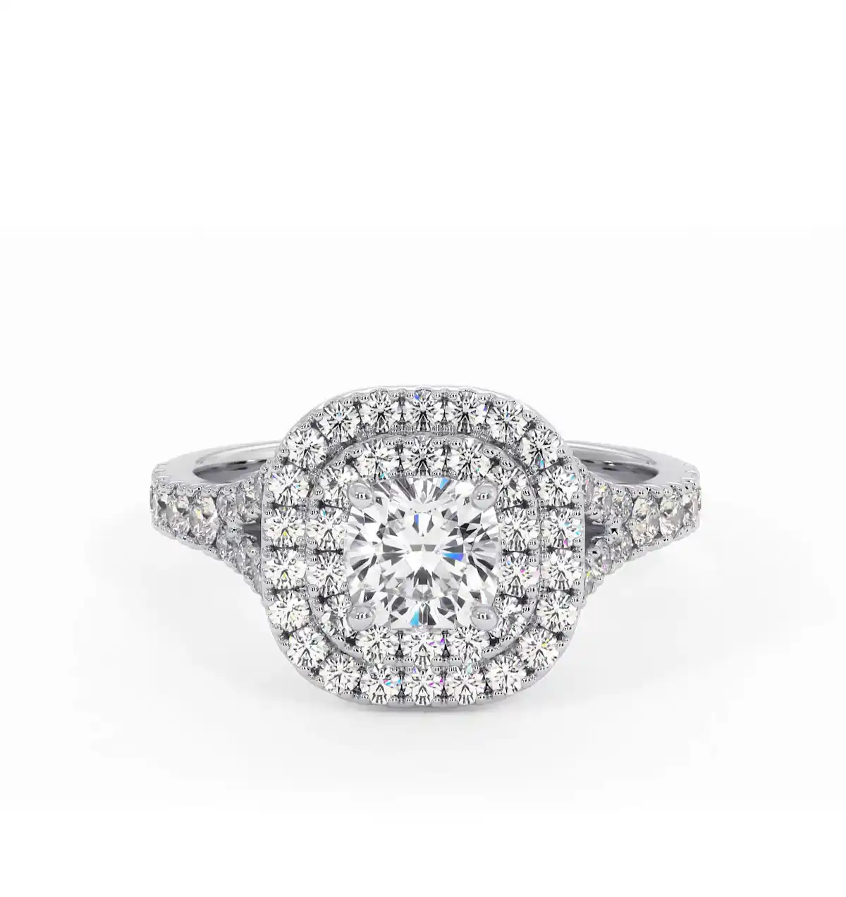 Cleopatra Lab Diamond Halo Engagement Ring in Platinum 1.20ct F/VS1