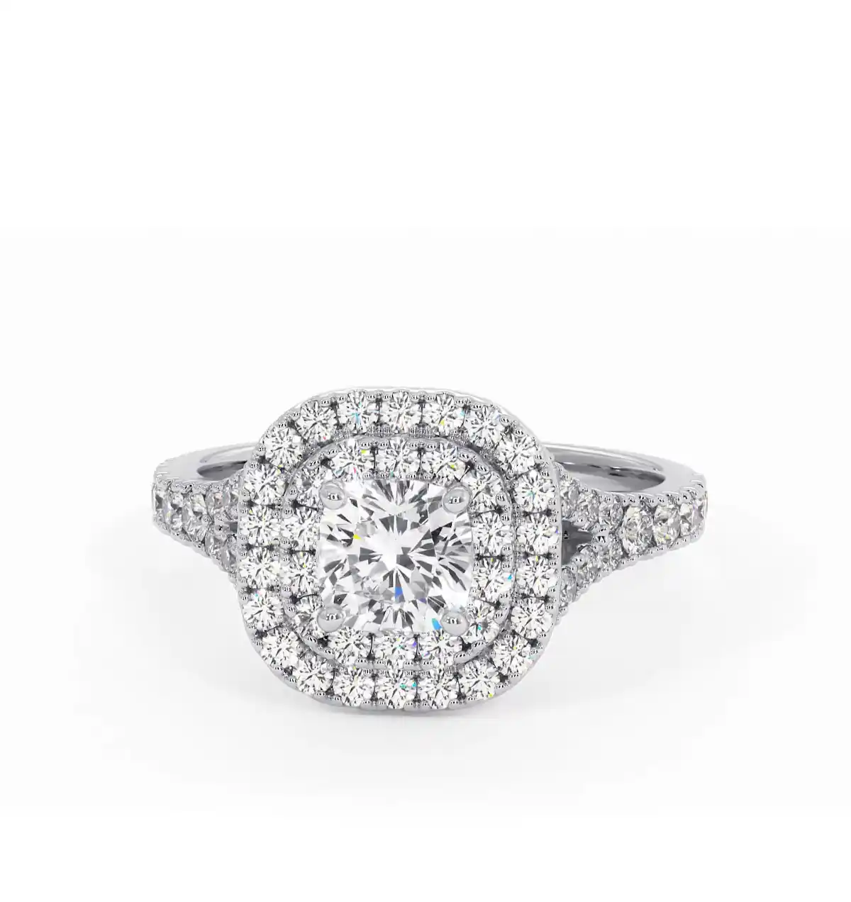 Cleopatra Lab Diamond Halo Engagement Ring in Platinum 1.20ct F/VS1