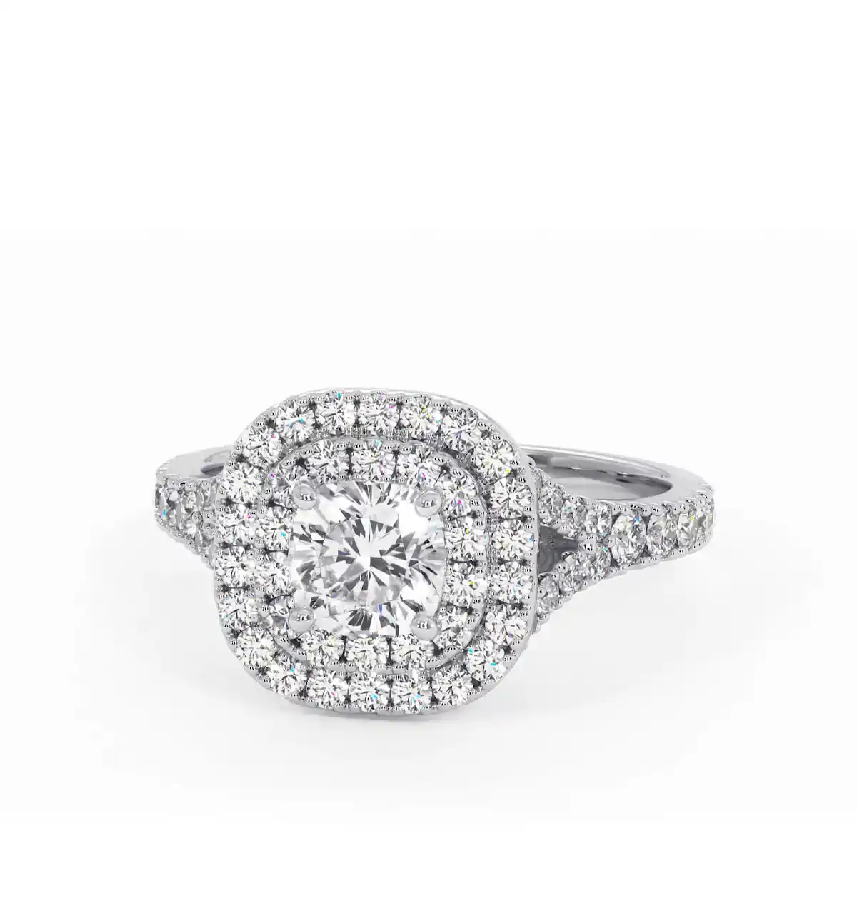 Cleopatra Lab Diamond Halo Engagement Ring in Platinum 1.20ct F/VS1