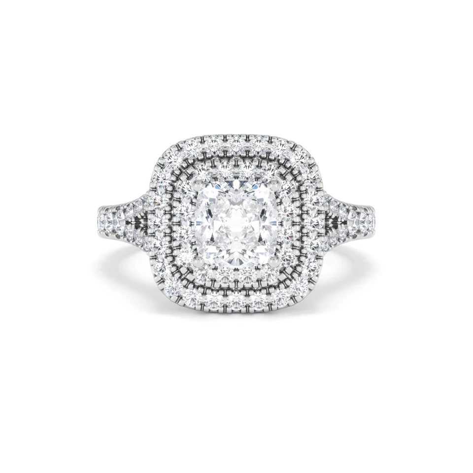 Anastasia Lab Diamond Halo Engagement Ring 18K White Gold 1.85ct F/VS1