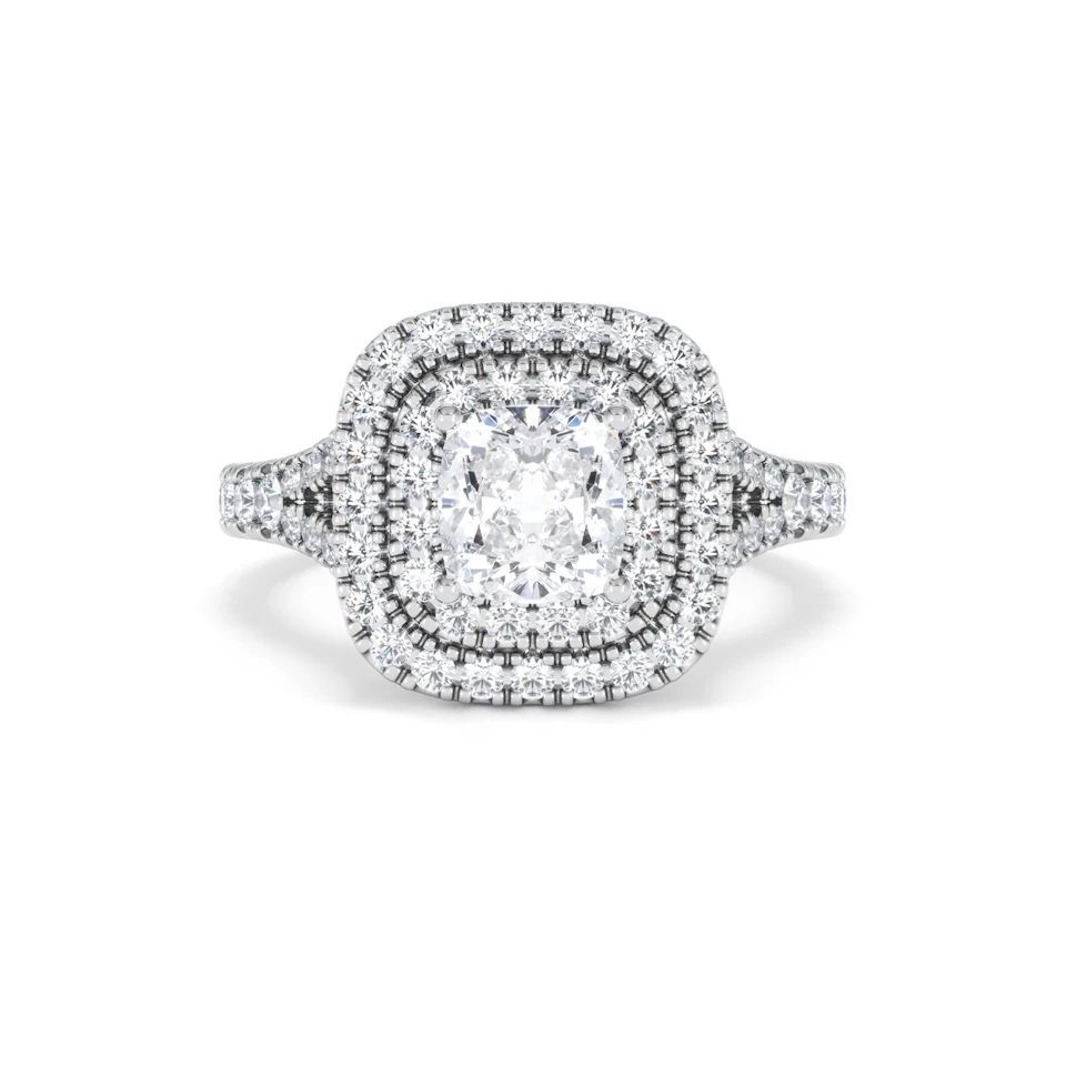 Anastasia GIA Diamond Halo Engagement Ring 18K White Gold 1.85ct G/VS2