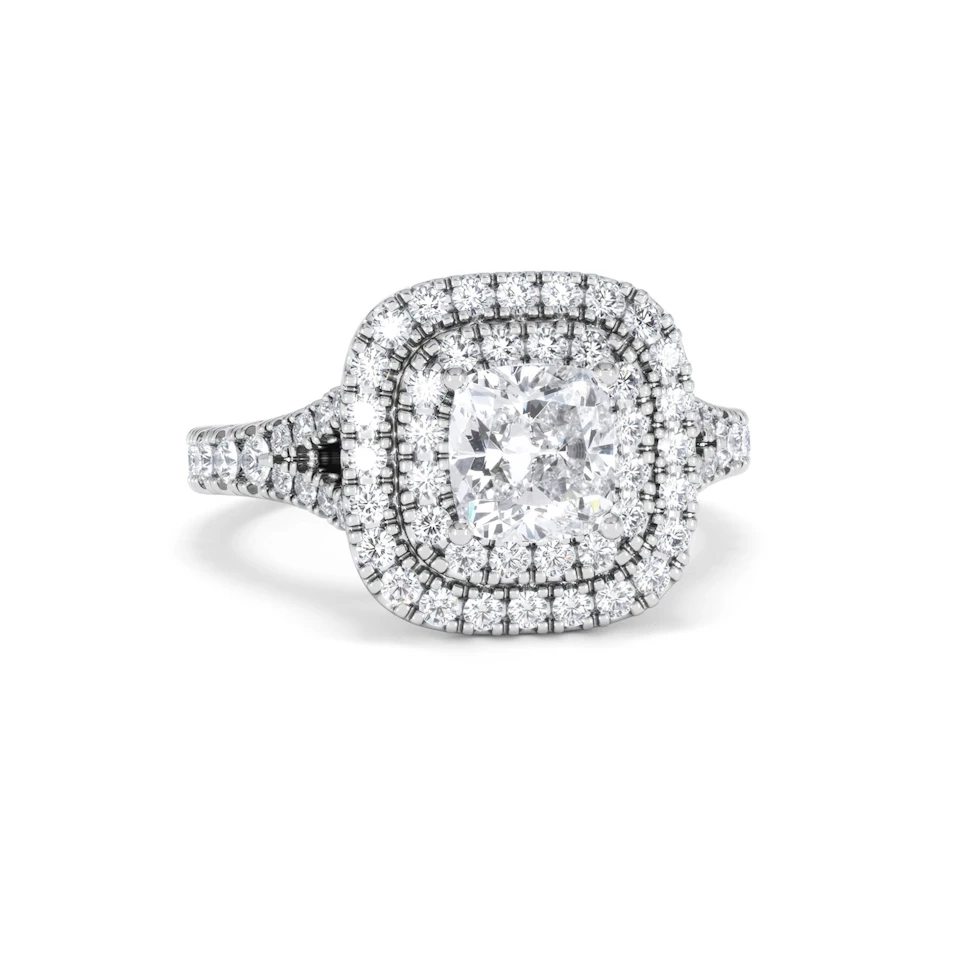 Anastasia Lab Diamond Halo Engagement Ring 18K White Gold 1.85ct F/VS1