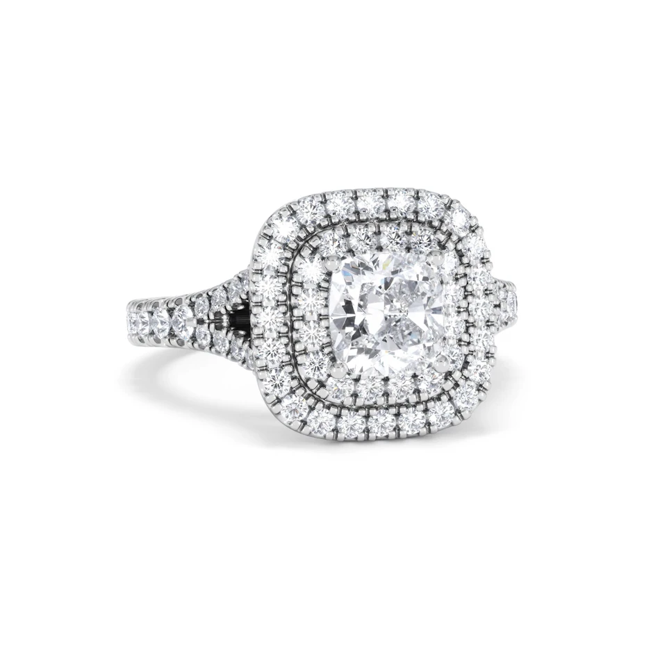 Anastasia Lab Diamond Halo Engagement Ring 18K White Gold 1.85ct F/VS1