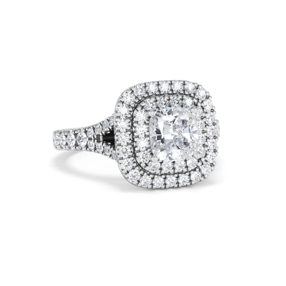 Anastasia GIA Diamond Halo Engagement Ring 18K White Gold 1.85ct G/VS2