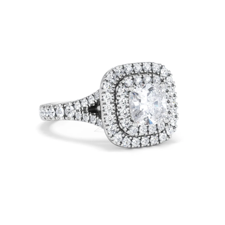 Anastasia Lab Diamond Halo Engagement Ring 18K White Gold 1.85ct F/VS1