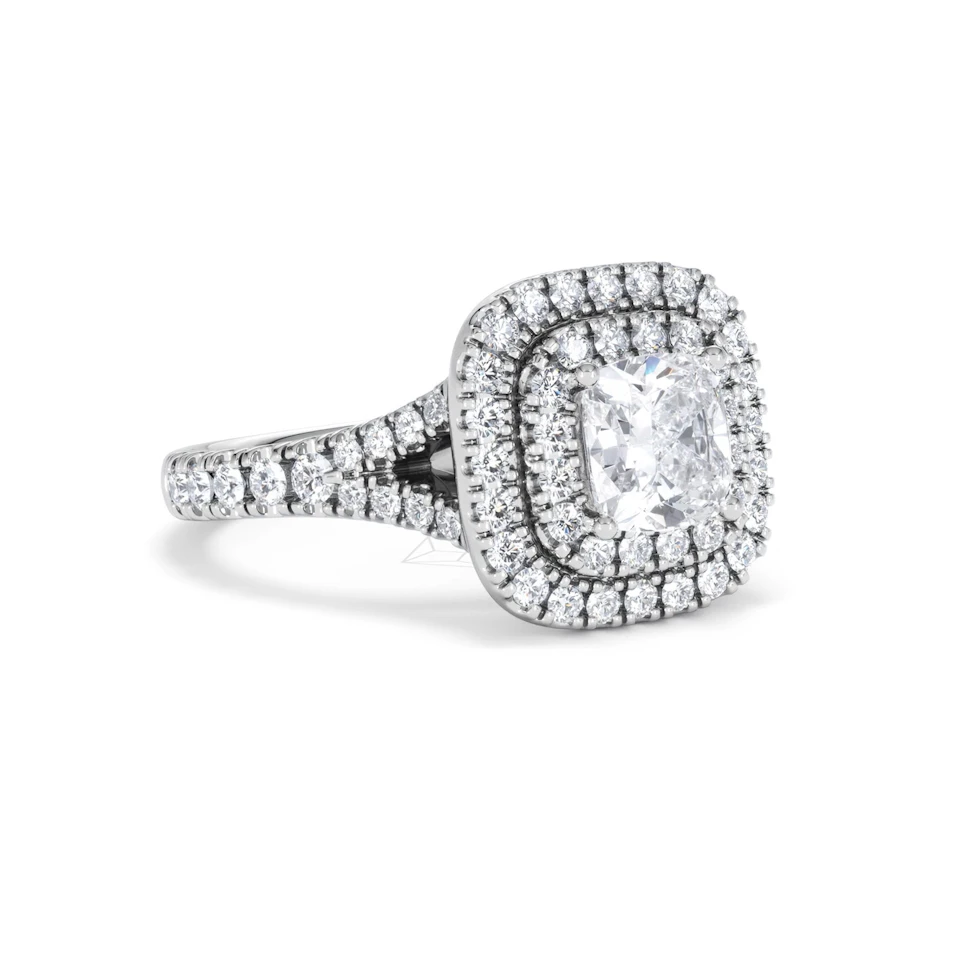 Anastasia Lab Diamond Halo Engagement Ring 18K White Gold 1.85ct F/VS1